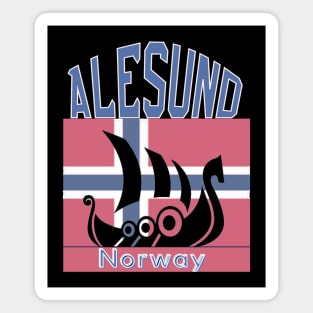 Alesund, Norway white text,mugs,t-shirts,stickers,totes, Magnet